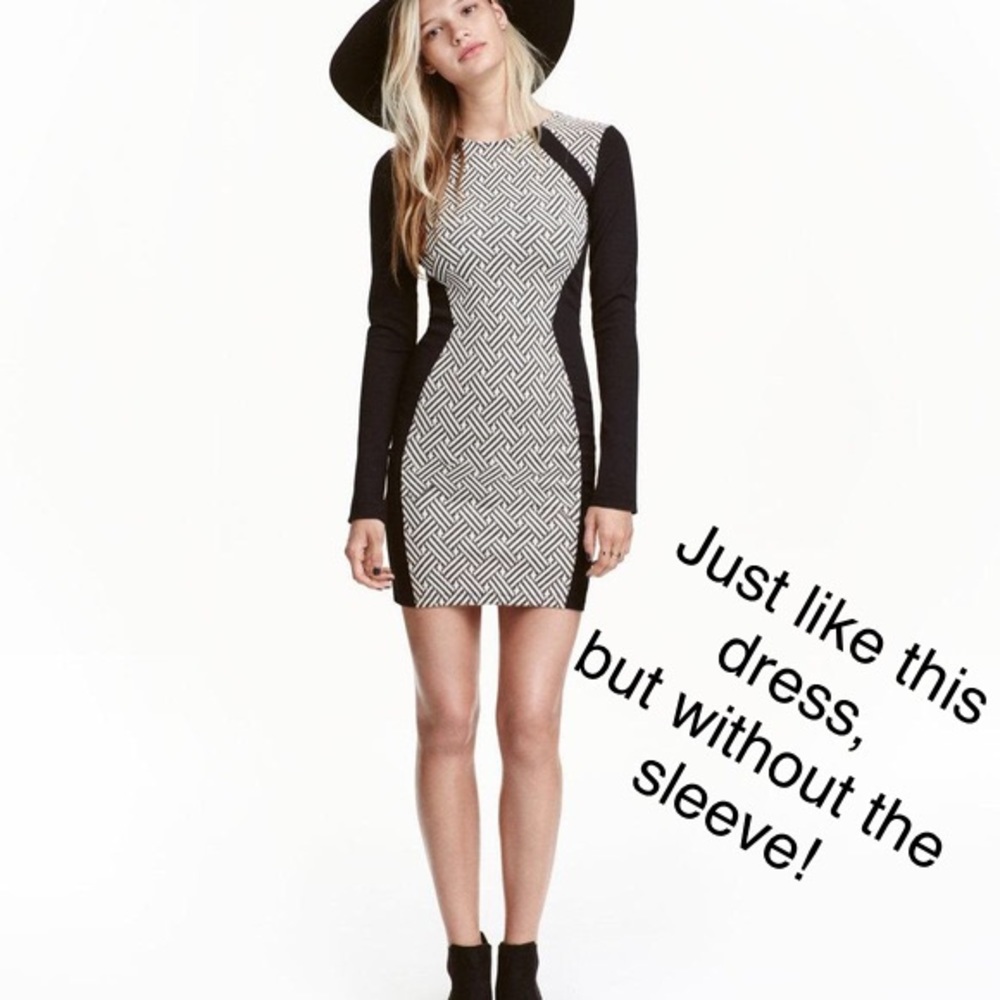 H&M Black & White Chevron body-con dress